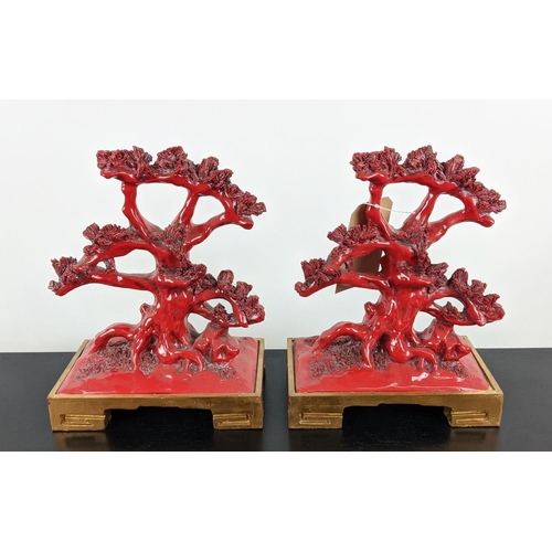 490 - PAOLO MOSCHINO KYOTO SEA CORAL SCULPTURES, a set of four, 35cm H, red finish. (4)