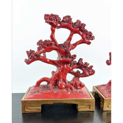 490 - PAOLO MOSCHINO KYOTO SEA CORAL SCULPTURES, a set of four, 35cm H, red finish. (4)