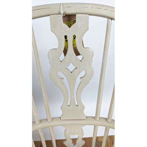 496 - CHALON WINDSOR CARVER CHAIRS, a pair, and eight others in differing shades of paint finish, largest ... 