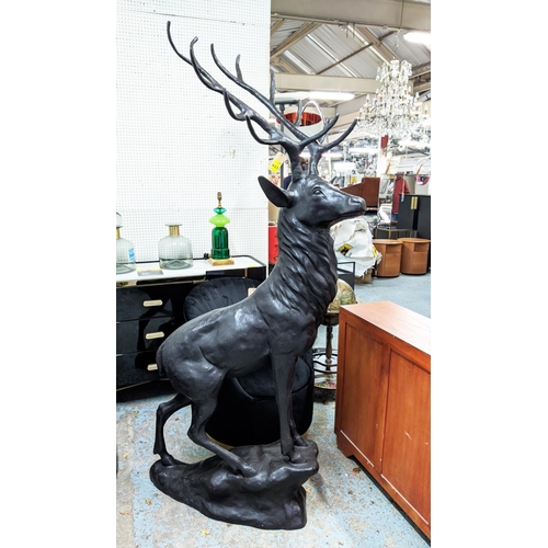 502 - SCULPTURAL STAGS, a pair, cast metal, 200cm H each. (2)