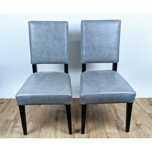 516 - DINING CHAIRS,  a set of six, in a textured grey leather upholstery, 102cm H each.