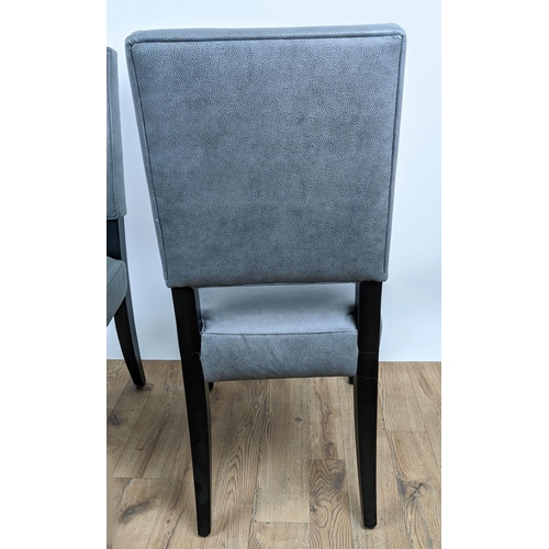 516 - DINING CHAIRS,  a set of six, in a textured grey leather upholstery, 102cm H each.