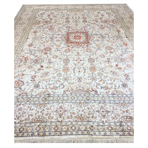 75 - FINE PURE SILK HEREKE DESIGN CARPET, 310cm x 250cm.