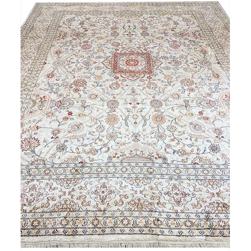 75 - FINE PURE SILK HEREKE DESIGN CARPET, 310cm x 250cm.