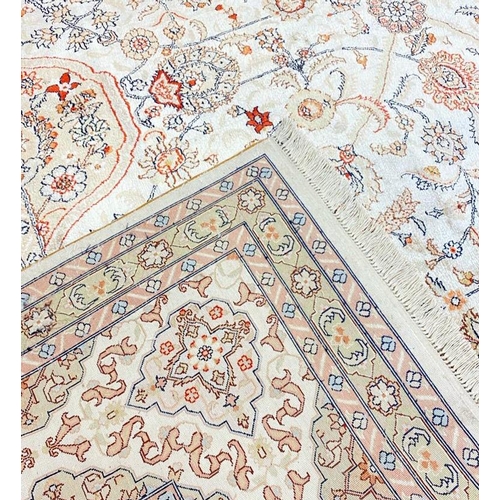 75 - FINE PURE SILK HEREKE DESIGN CARPET, 310cm x 250cm.