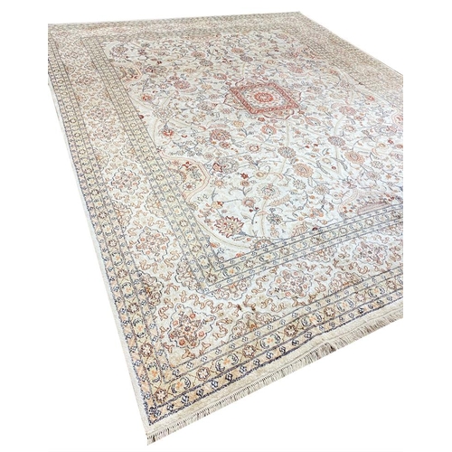 75 - FINE PURE SILK HEREKE DESIGN CARPET, 310cm x 250cm.