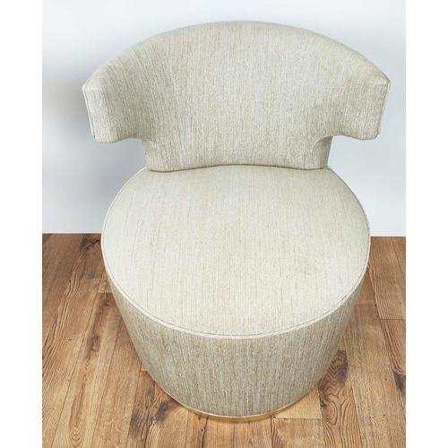 301 - SIDE CHAIRS, a pair, neutral upholstery, swivel gilt bases, 80cm x 80cm x 70cm. (2)