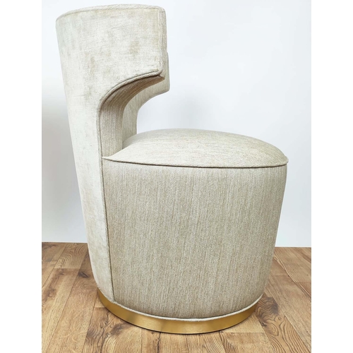 301 - SIDE CHAIRS, a pair, neutral upholstery, swivel gilt bases, 80cm x 80cm x 70cm. (2)