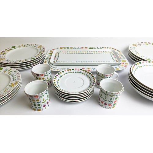 34 - A ROSENTHAL STUDIO - LINE PART DINNER SET, floral motif borders, comprising dinner plates, dessert p... 