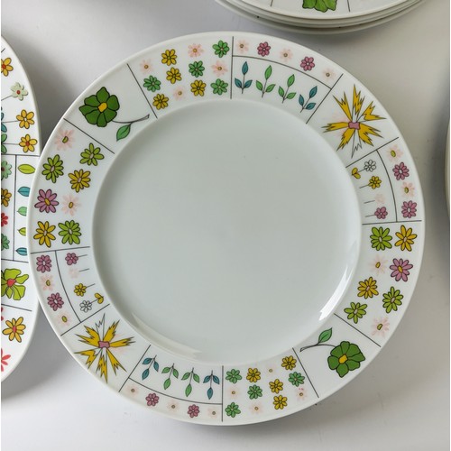 34 - A ROSENTHAL STUDIO - LINE PART DINNER SET, floral motif borders, comprising dinner plates, dessert p... 