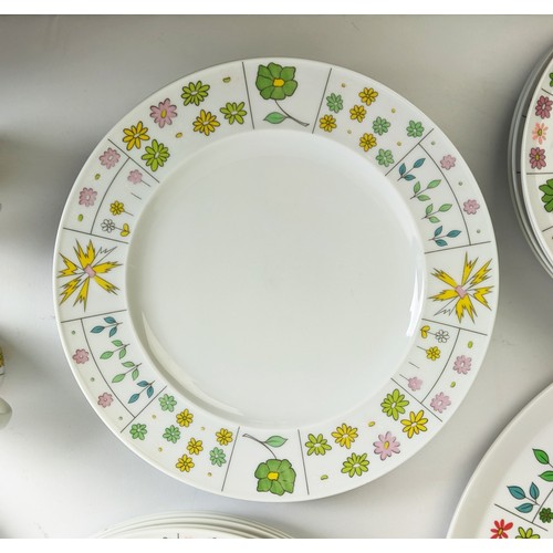 34 - A ROSENTHAL STUDIO - LINE PART DINNER SET, floral motif borders, comprising dinner plates, dessert p... 