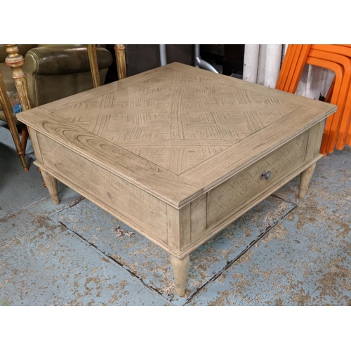 330 - LOW TABLE, contemporary country house style, with two drawers, 90cm x 90cm x 49cm approx.