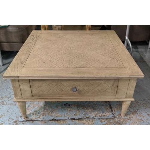 330 - LOW TABLE, contemporary country house style, with two drawers, 90cm x 90cm x 49cm approx.