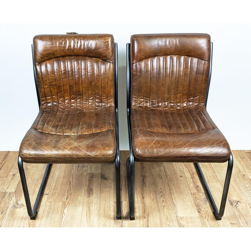 334 - SIDE CHAIRS, a pair, 1970's Italian style, tan ribbed upholstery, 90cm H approx. (2)