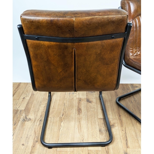 334 - SIDE CHAIRS, a pair, 1970's Italian style, tan ribbed upholstery, 90cm H approx. (2)