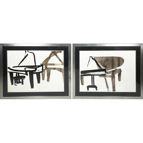 21 - AFTER CEDRIC CHAUVELOT 'Pianos', a pair of prints, each 88cm x 108cm overall, framed. (2)