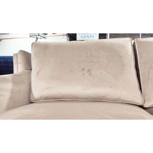 373 - SOFA, brown velvet upholstered, 195cm x 100cm x 83cm H.