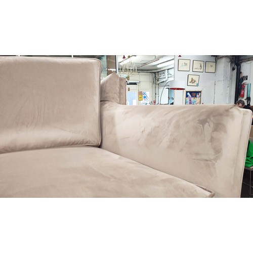 373 - SOFA, brown velvet upholstered, 195cm x 100cm x 83cm H.