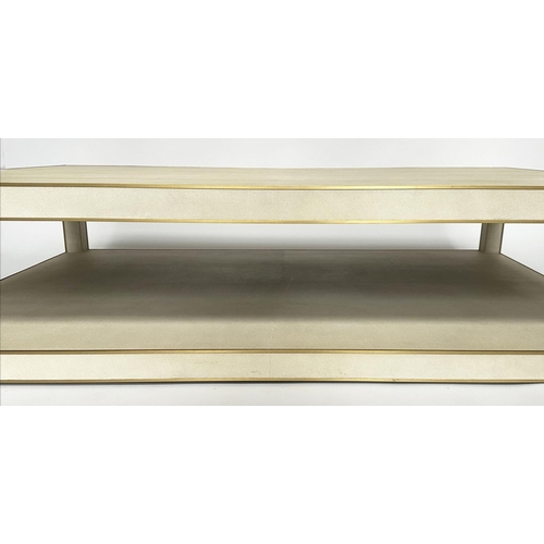 203 - CELA LOW TABLE, faux shagreen, rectangular with undertier, 170cm x 109cm x 35cm H.