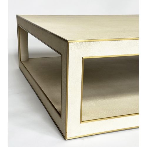 203 - CELA LOW TABLE, faux shagreen, rectangular with undertier, 170cm x 109cm x 35cm H.