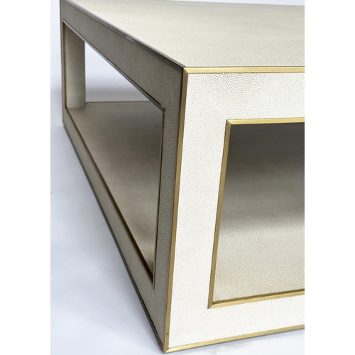 203 - CELA LOW TABLE, faux shagreen, rectangular with undertier, 170cm x 109cm x 35cm H.