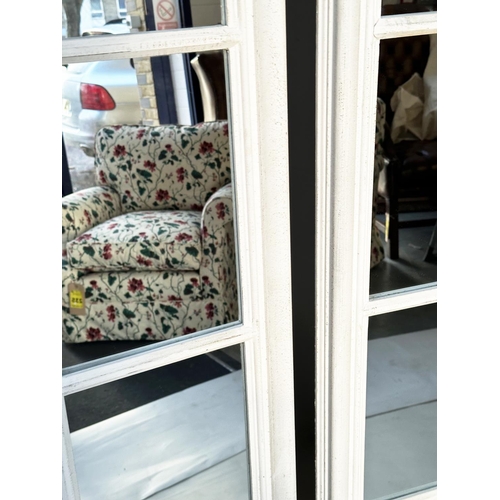 206 - ARCHITECTURAL WALL MIRRORS, a pair, tall rectangular white with moulded frame and glazing bars, 60cm... 