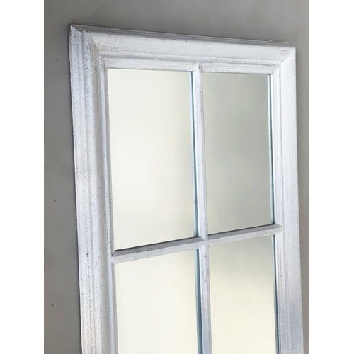 206 - ARCHITECTURAL WALL MIRRORS, a pair, tall rectangular white with moulded frame and glazing bars, 60cm... 