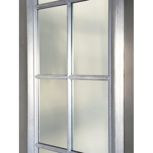 206 - ARCHITECTURAL WALL MIRRORS, a pair, tall rectangular white with moulded frame and glazing bars, 60cm... 