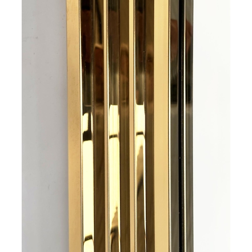 207 - WALL MIRROR, tall Rive Gauche gilt metal stepped angled frame, 87cm x 220cm H.