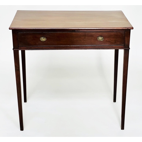 210 - WRITING TABLE, George III mahogany with full width frieze drawer and square tapering supports, 75cm ... 