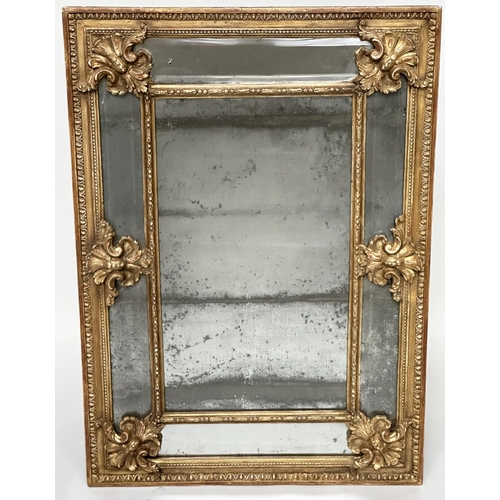 217 - WALL MIRROR,  19th century French, giltwood and gilt composition, with egg and dart frame, marginal ... 