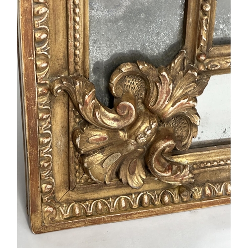 217 - WALL MIRROR,  19th century French, giltwood and gilt composition, with egg and dart frame, marginal ... 