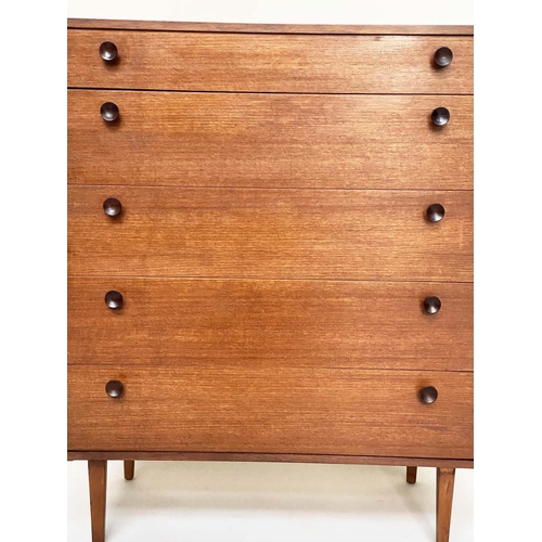 220 - AVALON CHEST, mod 20th century teak, with five long drawers, raised upon square tapering supports, 6... 