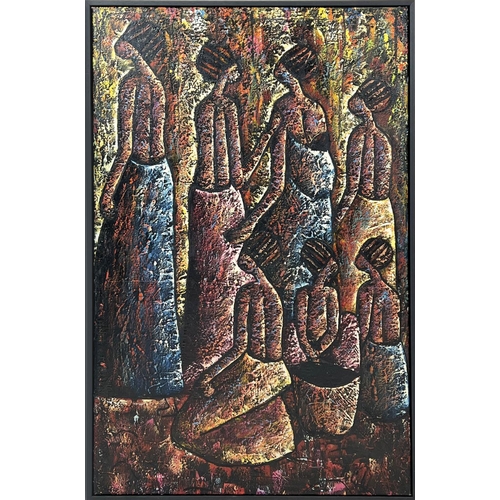 40 - PAULO KAPELA (1947-2020, Angola), Female Figures, oil on canvas, 89cm x 58cm, framed.