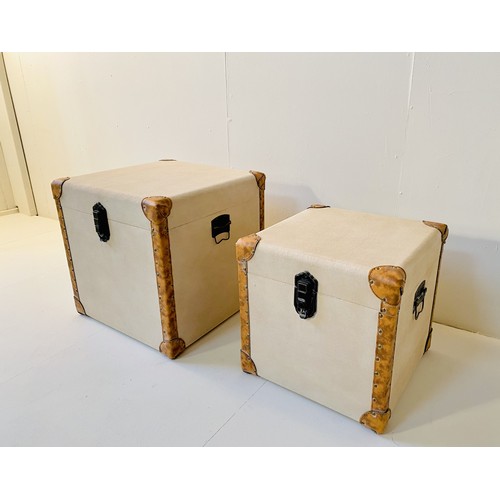 363 - TRUNKS, a graduated pair, vintage style, 50cm H. (2)