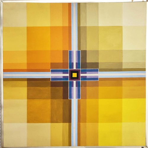 30 - LEONARD RENTON (1920-1979), 'Abstract - grey of four three', oil on canvas, 90cm x 90cm, framed (lab... 