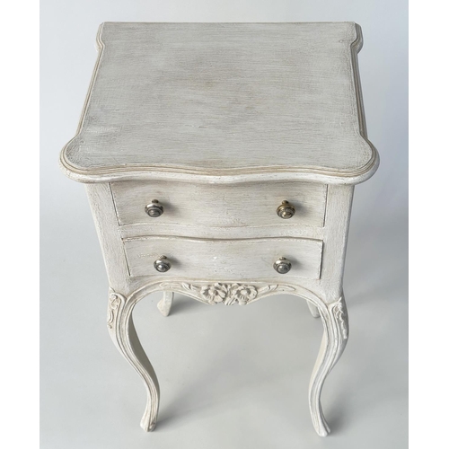 114 - BEDSIDE CHESTS, a pair, French Lois XV style traditionally grey painted each with two drawers, 40cm ... 