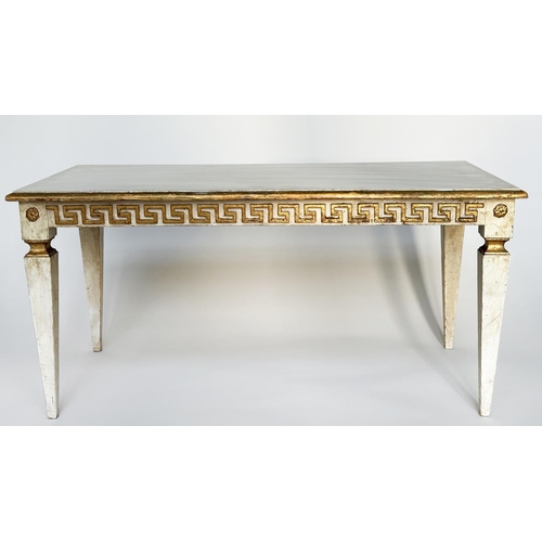 116 - ITALIAN LOW TABLE, early 20th century Florentine parcel gilt rectangular with Greek key frieze and t... 