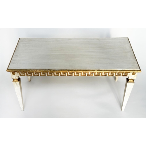 116 - ITALIAN LOW TABLE, early 20th century Florentine parcel gilt rectangular with Greek key frieze and t... 