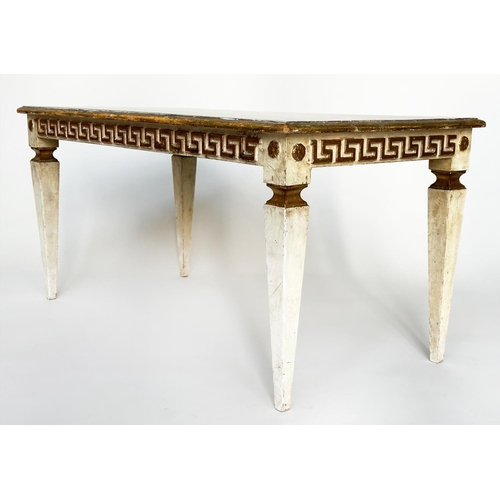 116 - ITALIAN LOW TABLE, early 20th century Florentine parcel gilt rectangular with Greek key frieze and t... 