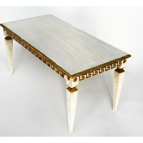 116 - ITALIAN LOW TABLE, early 20th century Florentine parcel gilt rectangular with Greek key frieze and t... 