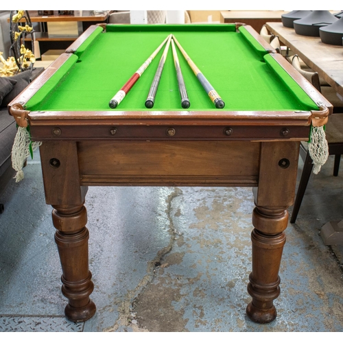 172 - POOL TABLE, 87cm H x 194cm L x 102cm W, Victorian mahogany and green baize.