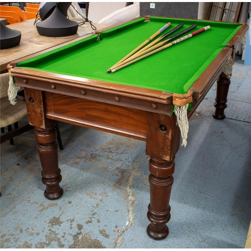 172 - POOL TABLE, 87cm H x 194cm L x 102cm W, Victorian mahogany and green baize.