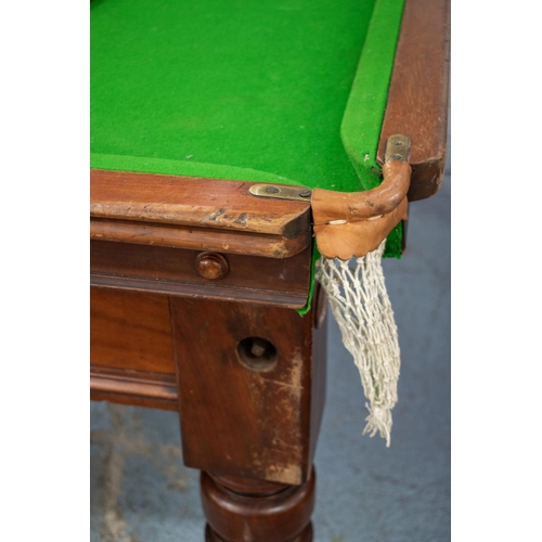 172 - POOL TABLE, 87cm H x 194cm L x 102cm W, Victorian mahogany and green baize.