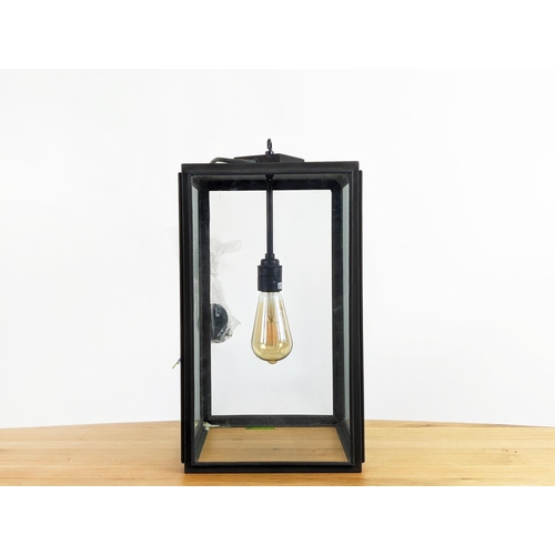 307 - DAVEY LIGHTING LANTERN, 25.5cm x 25.5cm x 47cm not including cable.