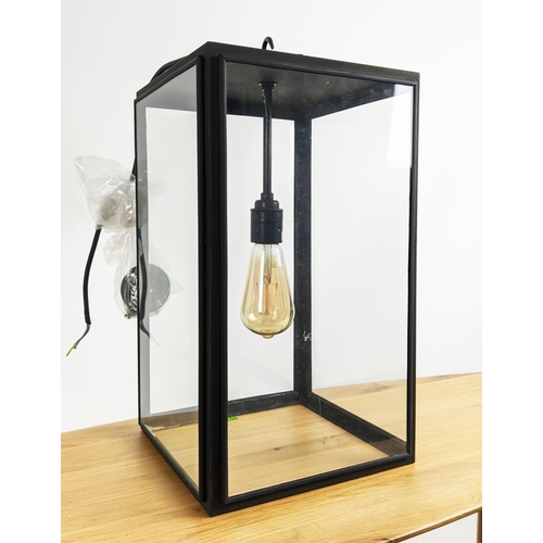 307 - DAVEY LIGHTING LANTERN, 25.5cm x 25.5cm x 47cm not including cable.