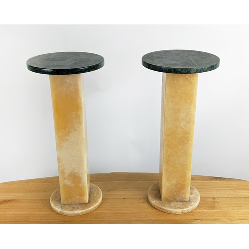 320 - SIDE TABLES, a pair, onyx and marble, 54.5cm x 24.5. (2)