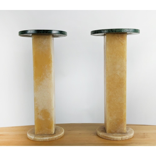 320 - SIDE TABLES, a pair, onyx and marble, 54.5cm x 24.5. (2)