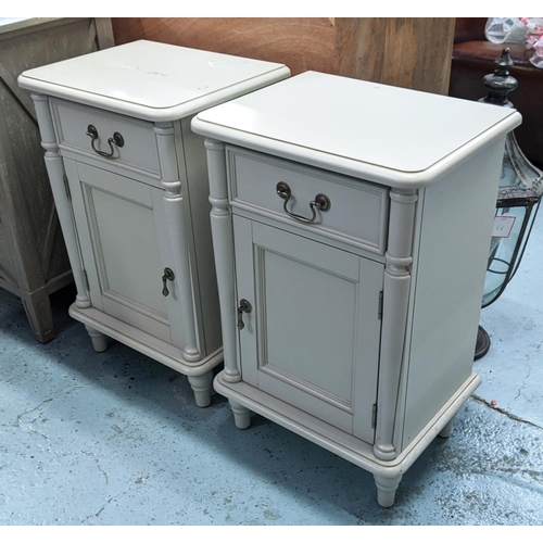 322 - LAURA ASHLEY SIDE CHESTS, a pair, each with a drawer above a cabinet containing a shelf, 45cm x 35cm... 