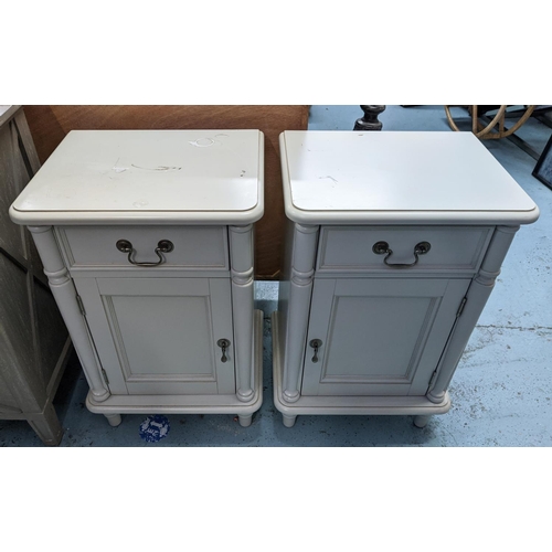 322 - LAURA ASHLEY SIDE CHESTS, a pair, each with a drawer above a cabinet containing a shelf, 45cm x 35cm... 